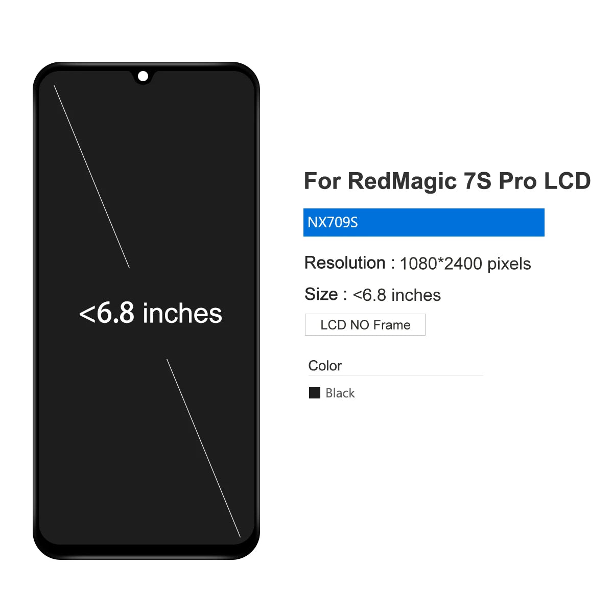 Red Magic 7s pro LCD Display Touch Panel Screen Digitizer Assembly for ZTE Nubia Red Magic 7s pro / 7 pro NX709S NX709J LCD ZTE phone repair parts