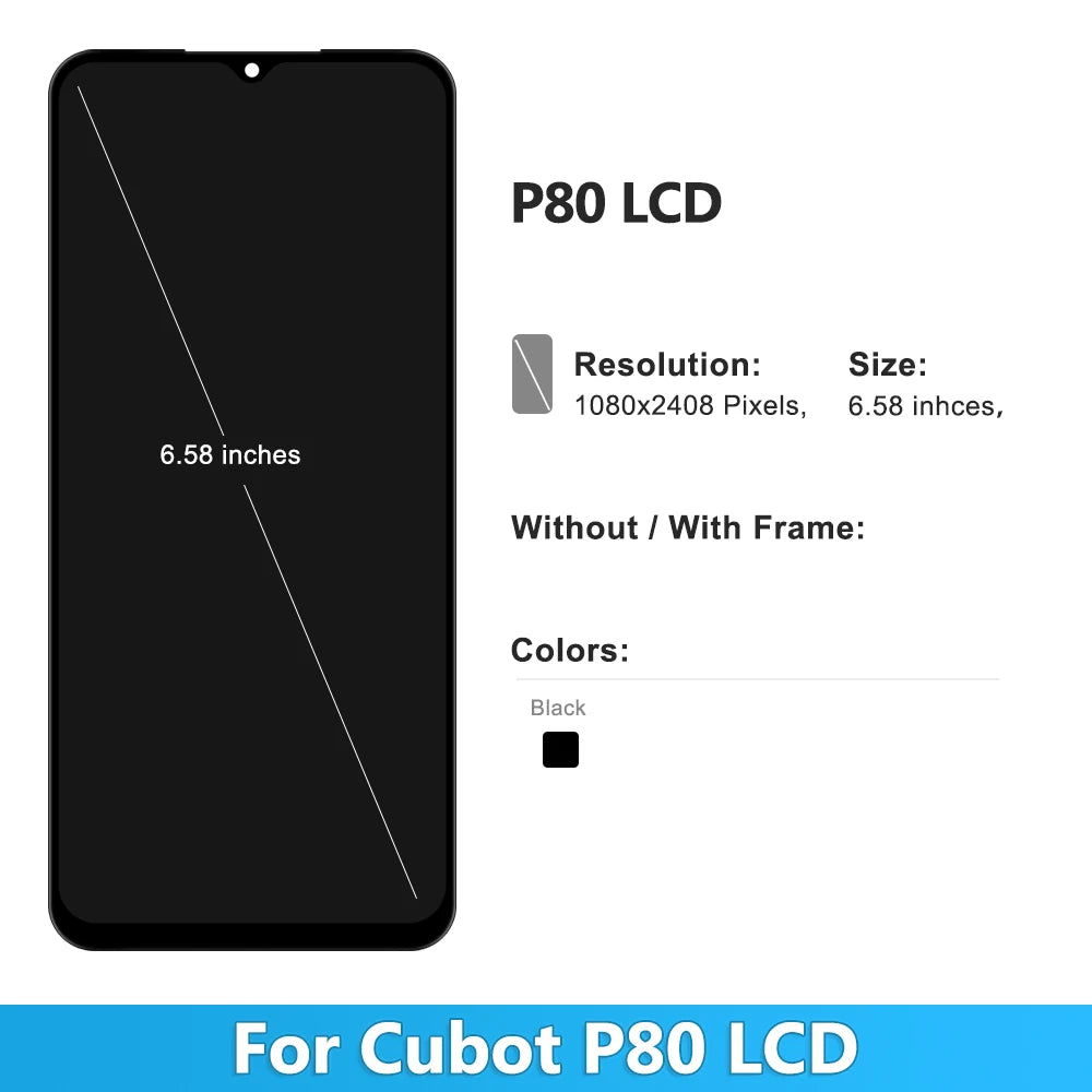 OEM For Cubot P80 LCD Screen Phone Replacement For Cubot P80 LCD Display Touch Screen Digitizer Assembly 100% Tested Cubot phone repair parts