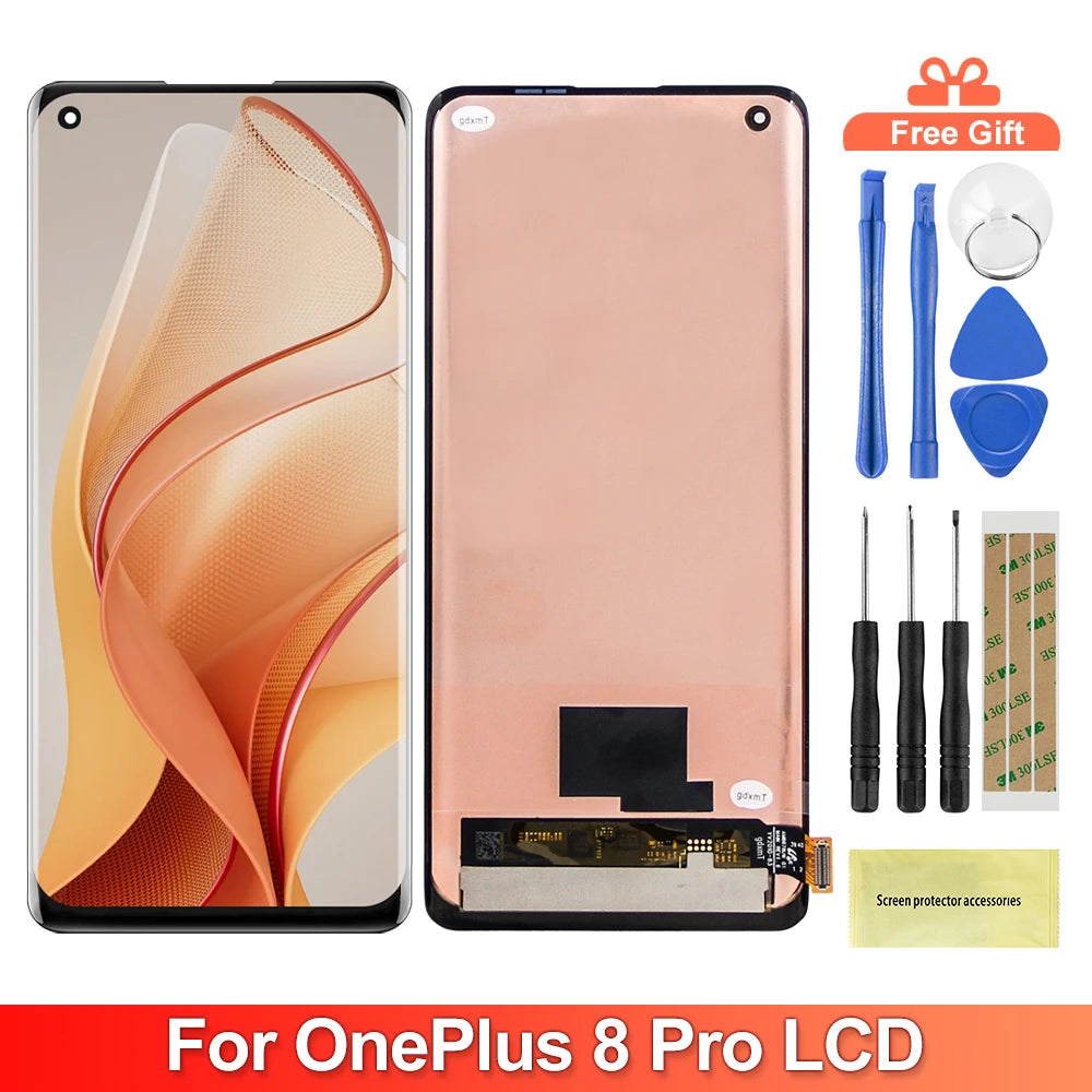 OLED Display For Oneplus 8 pro IN2023 IN2020 IN2021 LCD Display Touch Screen Digitizer Assembly For Oneplus 8 pro LCD Screen Oneplus phone repair parts