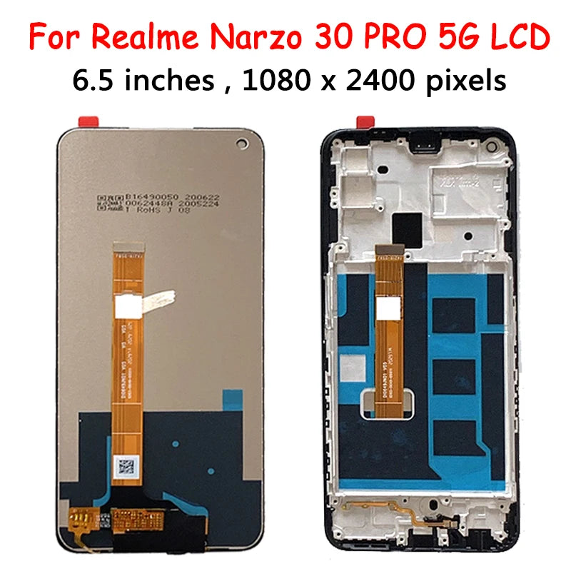 AAA+ For Oppo Realme Narzo 30 4G/5G LCD RMX2156 RMX3242 LCD Display Touch Panel Digitizer For Realme Narzo 30 Pro 5G RMX2117 Oppo phone repair parts Realme phone repair parts
