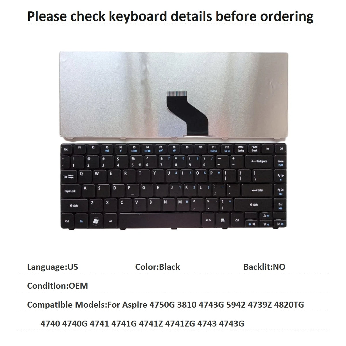 New US Brazil Keyboard For Acer Aspire 4750G 3810 4743G 5942 4739Z 4820TG 4740 4740G 4741 4741G 4741Z 4741ZG 4743 4743G Acer laptop repair parts