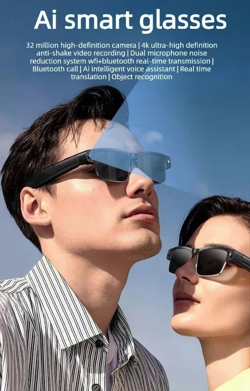 3200W pixel AI Smart Glasses HD camera photo video AI Record Translation Bluetooth Call Music Multifunction Glasses