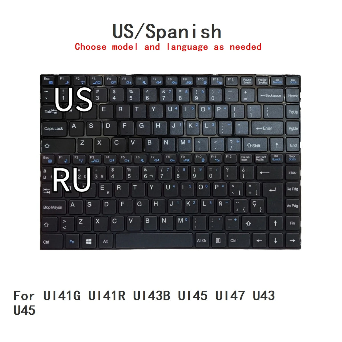 New US Spanish Language Keyboard For HASEE UI41G UI41R UI43B UI45 UI47 U43 U45 Notebook PC Replacement Keyboard