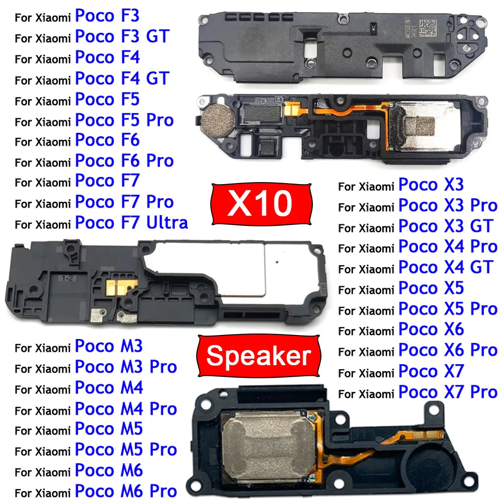 10Pcs,Loud Speaker Buzzer Ringer Loudspeaker Flex Cable For Xiaomi Poco F3 F4 F5 F6 F7 X3 X4 X5 X6 X7 GT M3 M4 M5 M5s M6 Pro 5G  Xiaomi  Xiao mi phone repair parts