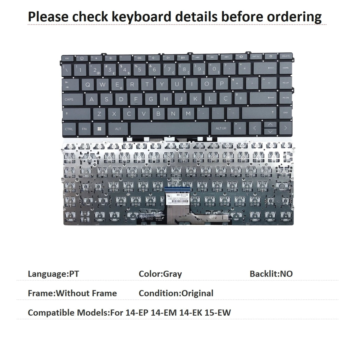 New US Russian Spanish UK Arab Portuguese Language  Backlit Keyboard For HP 14-EP 14-EM 14-EK 15-EW Replacement Keyboard  HP laptop repair parts