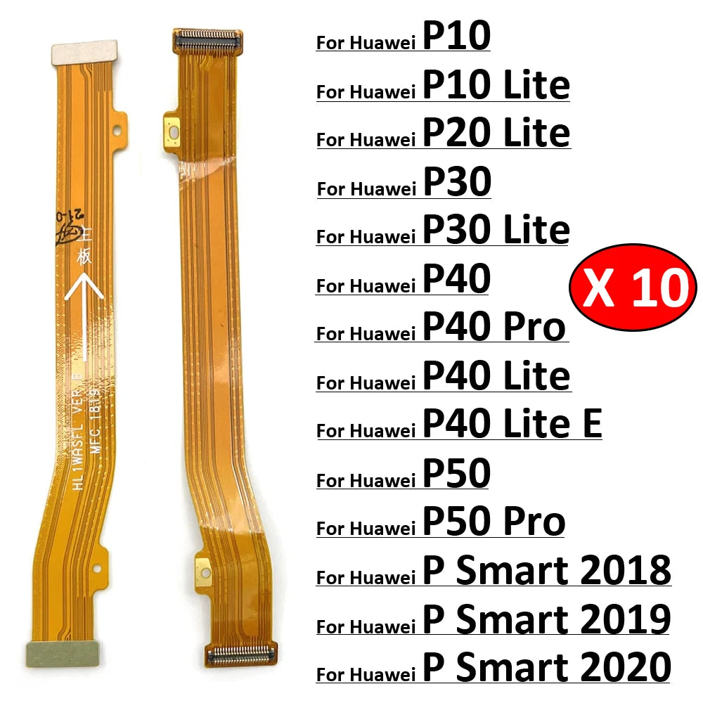 10Pcs, For Huawei P10 P20 P30 P40 P50 Lite Pro E P Smart 2018 2019 2020 Main Motherboard Flex Cable Replacement parts Huawei phone repair parts