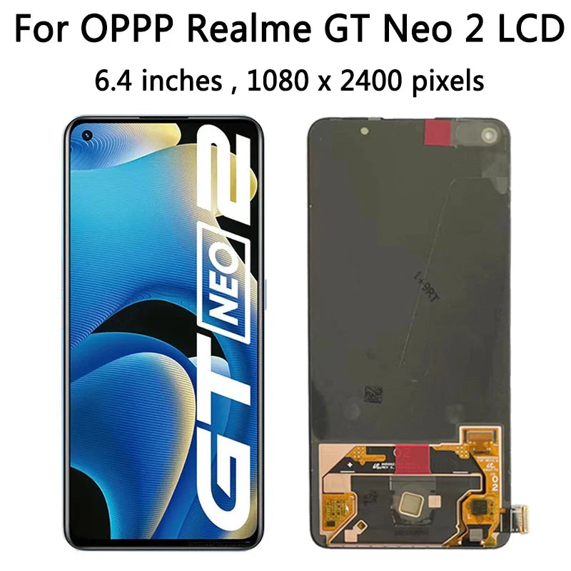 6.62"AMOLED New For Oppo Realme GT Neo2 RMX3370 LCD Display Screen+Touch Panel Digitize Assembly Realme GT Neo 2 LCD With Frame  Oppo phone repair parts