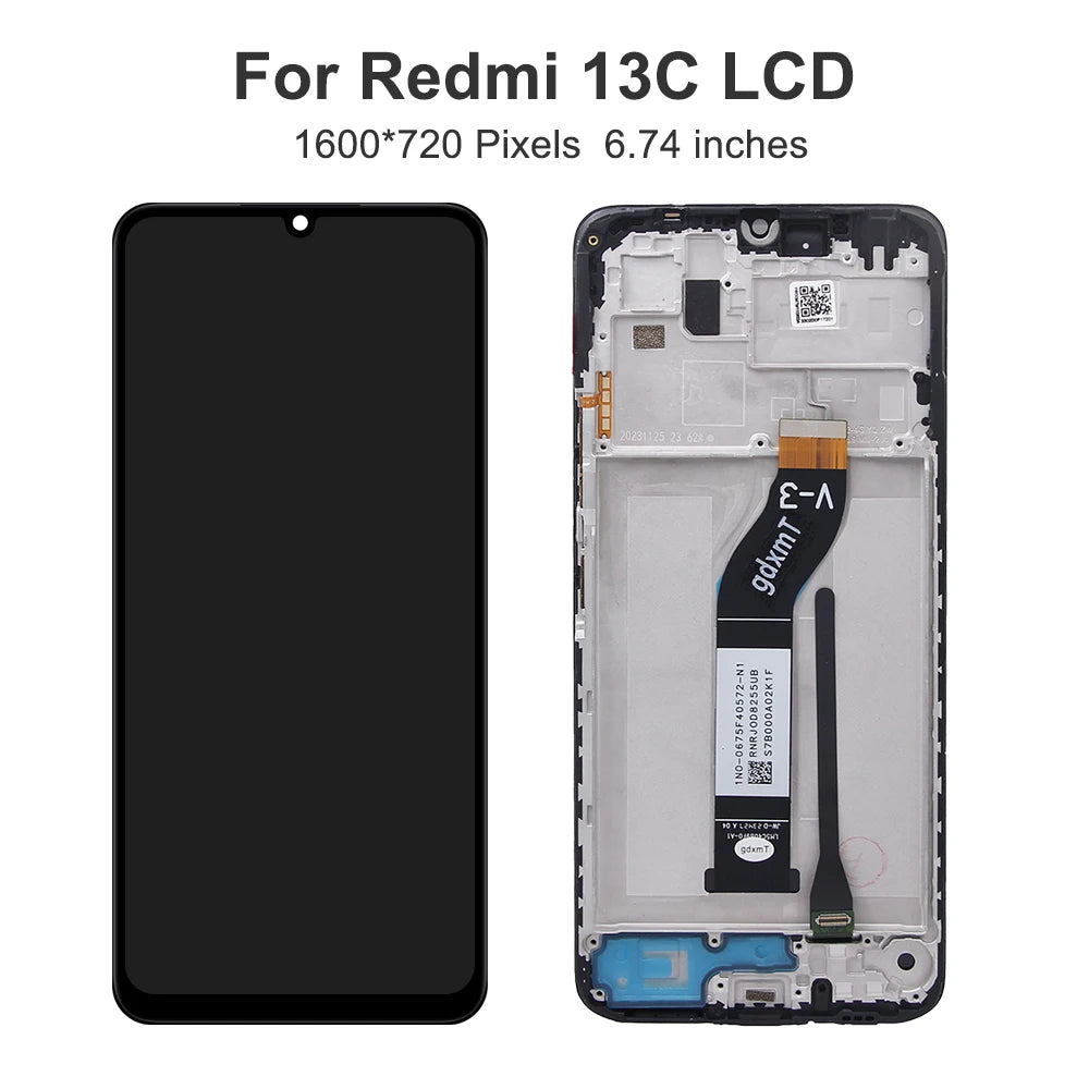 6.74" For Xiaomi Redmi 13C LCD Touch Screen Digitizer Assembly For Redmi 13C Display 23108RN04Y 23106RN0DA Replace Panel Parts Xiaomi phone repair parts