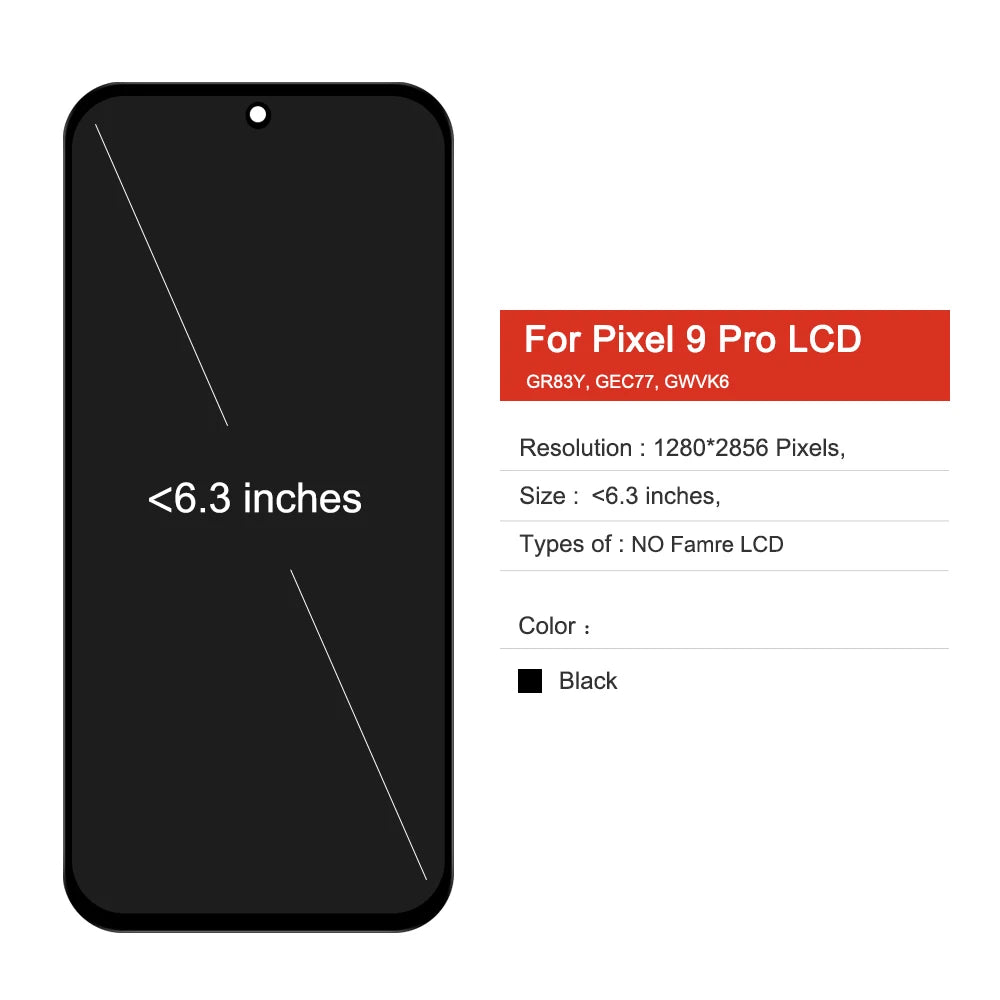 For Google Pixel 9 pro TFT Screen LCD Display Touch Digitizer Assembly Replacement Parts GR83Y GEC77 GWVK6 Compatible Google phone repair parts