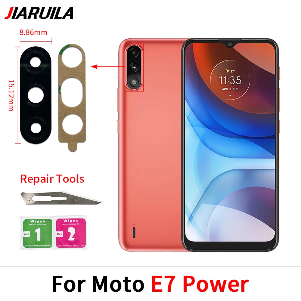 Back Rear Camera Glass Lens For Moto E4 E7 E6 E6s E5 E7i Plus Play Power E20 E30 E40 E22 E32 E13 E22i With Adhesive Motorola phone repair parts