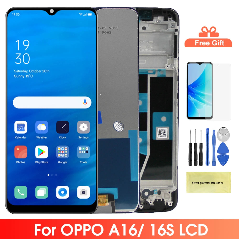 6.52" Display for Oppo A16 CPH2269 Lcd Display Digital Touch Screen with Frame Replacement for OPPO A16S CPH2271 Screen OPPO phone repair parts