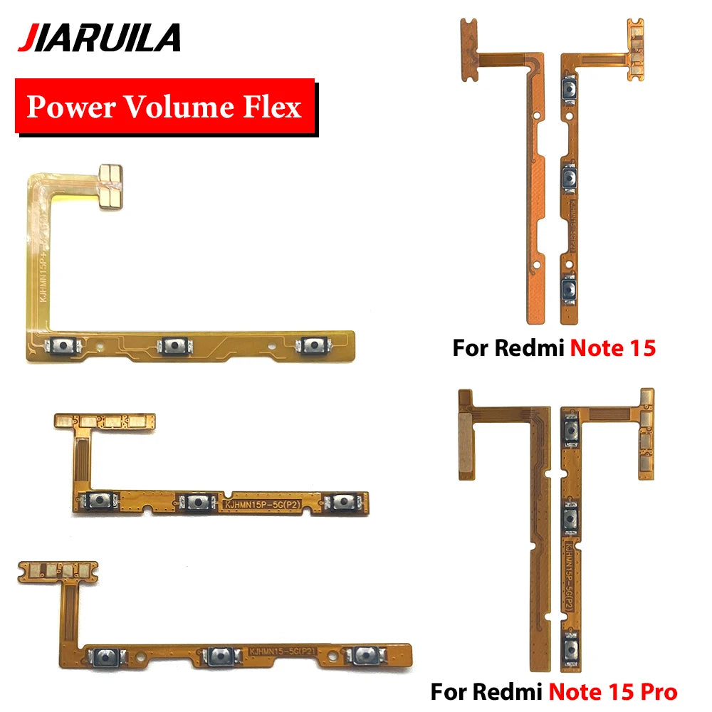 Power On Off Volume Side Button Key Flex Cable For Xiaomi Redmi Note 13 14 15 Pro Plus 4G 5G Xiaomi  Xiao mi phone repair parts