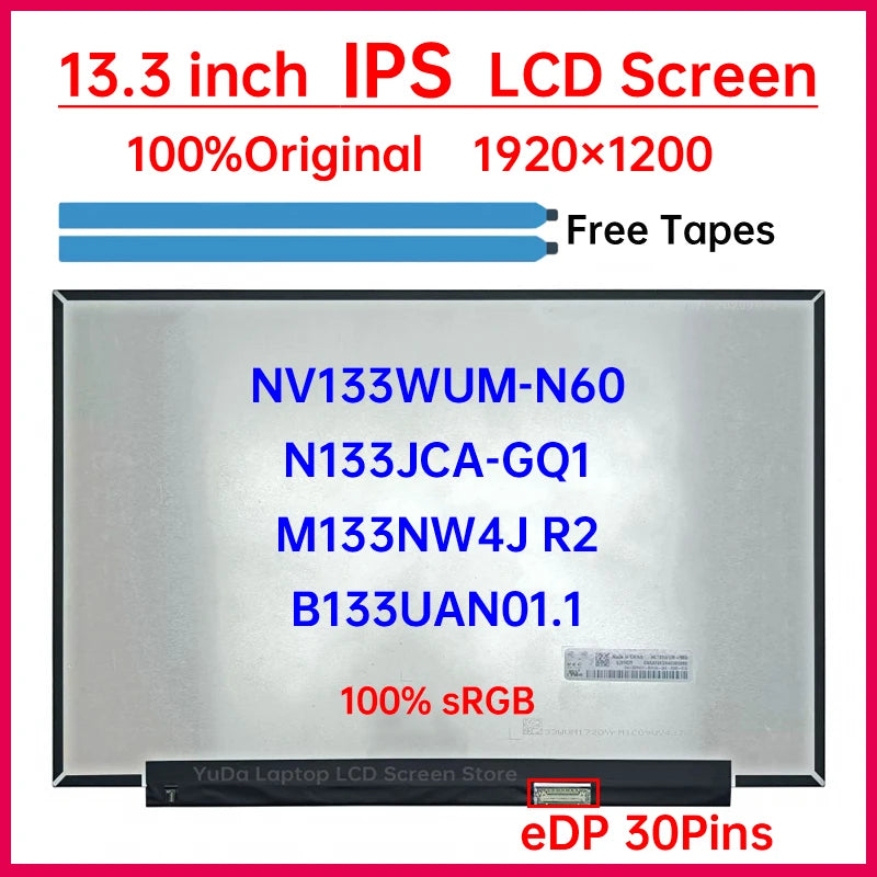 13.3" Laptop LCD Screen NV133WUM-N60 N133JCA-GQ1 M133NW4J R2 B133UAN01.1 For Dell Inspiron 13 5310 P145G001 Display Matrix Panel DELL laptop repair parts