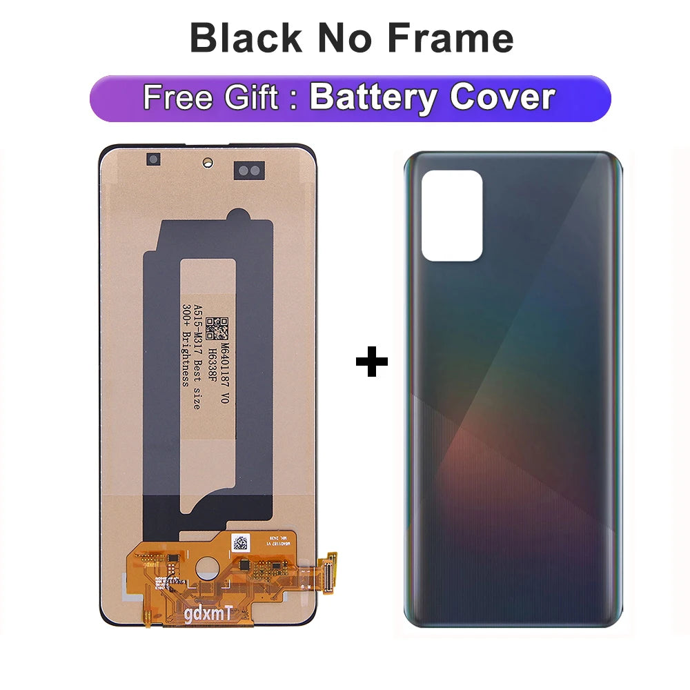 A51 Display Screen With Frame, for Samsung Galaxy A51 A515 A515F Lcd Display Touch Screen Digitizer Replacement 100% Tested Samsung phone repair parts