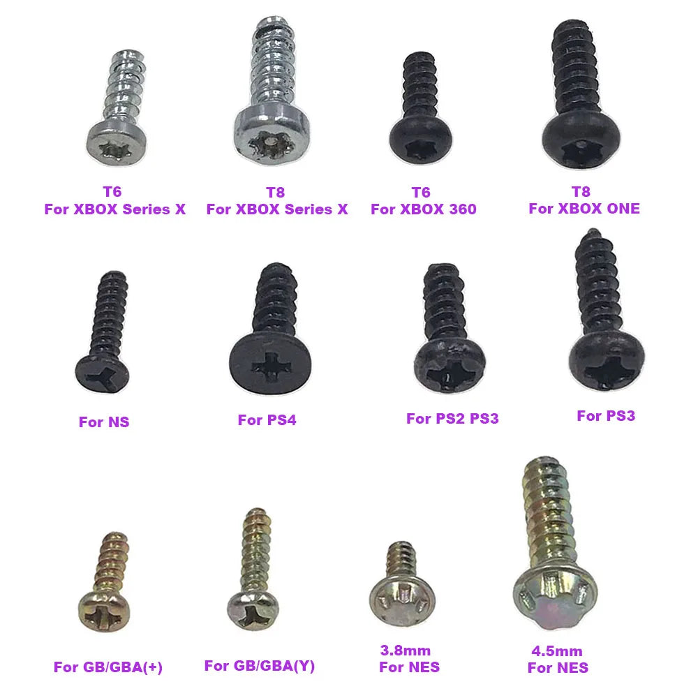 10-100pcs For Xbox One T6 T8 Screws Repair Part For Xbox 360 PS2 PS3 PS4 Pro PSV1000 2000 For SNES 3.8mm 4.5mm Cartridge Screws Game console repair parts