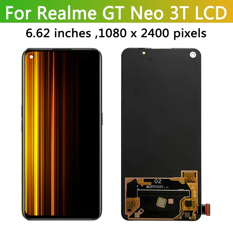 6.62"AMOLED For OPPO Realme GT Neo 3T RMX3372 LCD Touch Screen Digitizer Assembly For Realme GT Neo3T RMX3371 Display Frame Oppo phone repair parts Realme phone repair parts