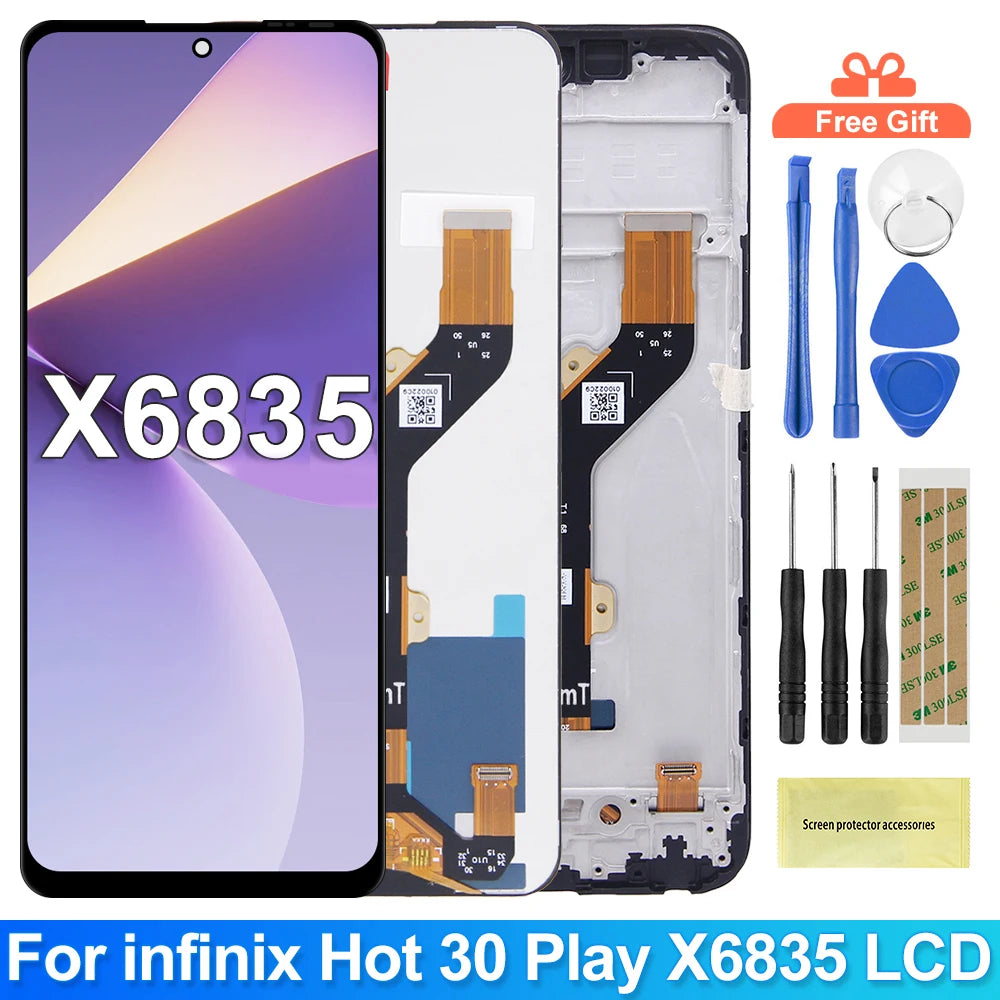 For Infinix Hot 30 Play NFC LCD X6835 X6835B Display Touch Hot 30 Play Digitizer Assembly LCD Display Screen 100% Tested Infinix phone repair parts
