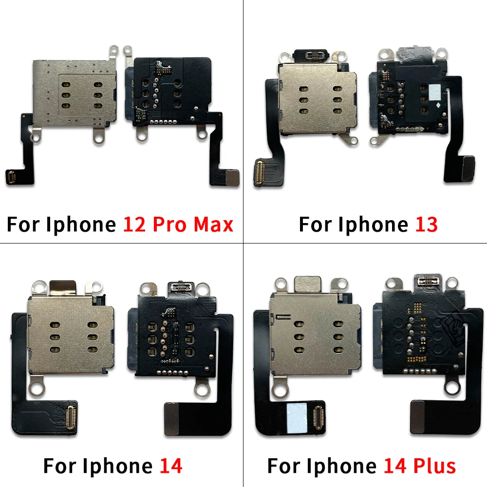 New SIM Card Reader For iPhone 11 12 13 14 15 Pro Max Plus Mini Dual SIM Card Slot Socket Inner Adapter With Flex Cable iPhone phone repair parts