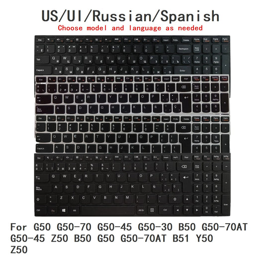 US UI Russian Spanish Backlit Keyboard For Lenovo G50 G50-70 G50-45 G50-30 B50 G50-70AT G50-45 Z50 B50 G50 G50-70AT B51 Y50 Z50 Lenovo laptop repair parts