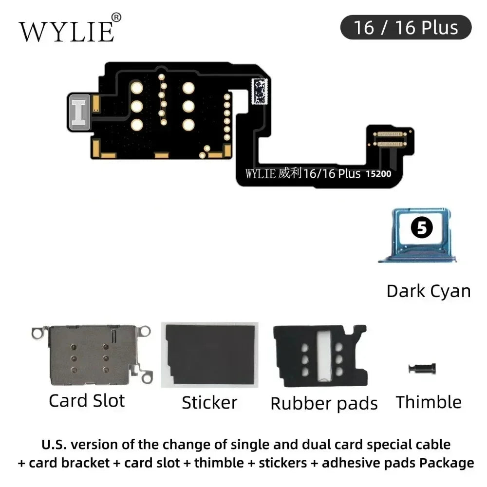 WYLIE Dual Card Change to Single Card Cable for IPHONE 14/15 16Pro Max Series eSIM to SIM No Need Separation No Damage Flex Part Professional Repair Tools