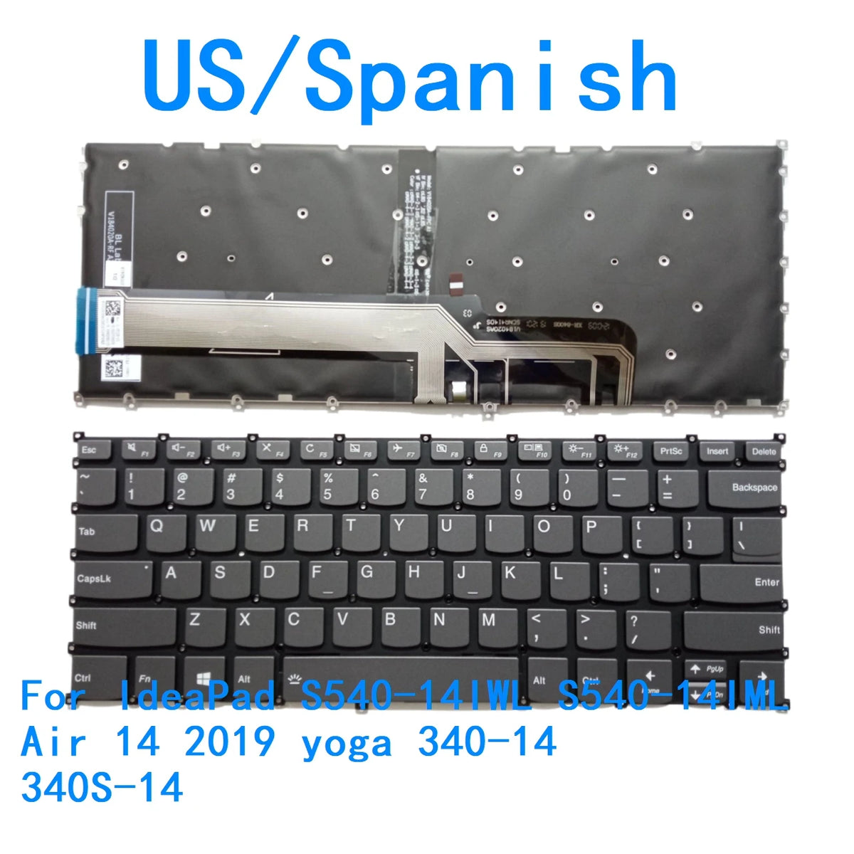 New US Spanish Language  Backlit Keyboard For Lenovo IdeaPad S540-14IWL S540-14IML Air 14 2019 yoga 340-14 340S-14 Lenovo laptop repair parts