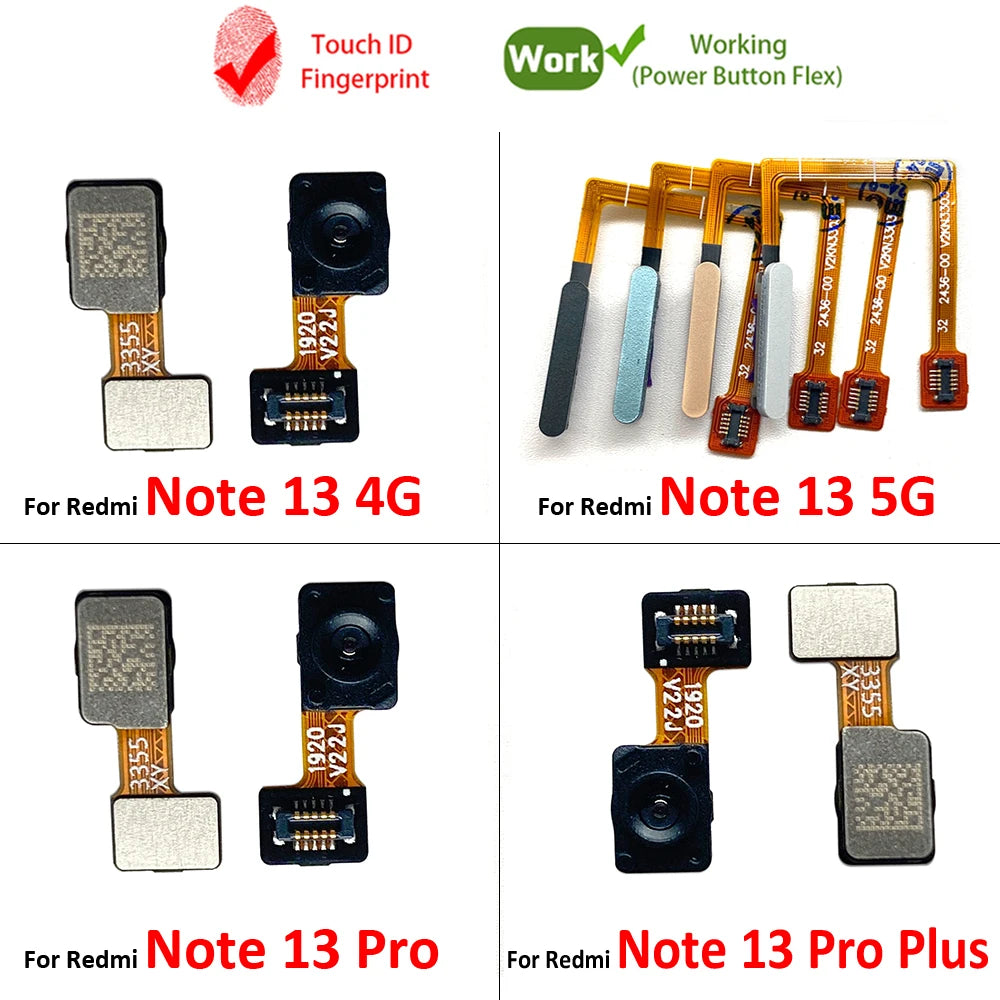 New For Xiaomi Redmi Note 13 Pro Plus 4G 5G Home Button Fingerprint Sensor Flex With Power Key Button Flex Cable  Xiaomi  Xiao mi phone repair parts