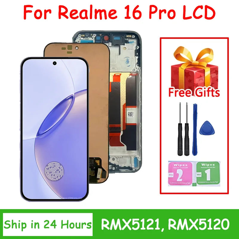 AMOLED New 6.78'' For Realme 16 Pro Lcd Display Screen Touch Digitizer RMX5121 RMX5120 Display With Fingerprint Oppo phone repair parts Realme phone repair parts