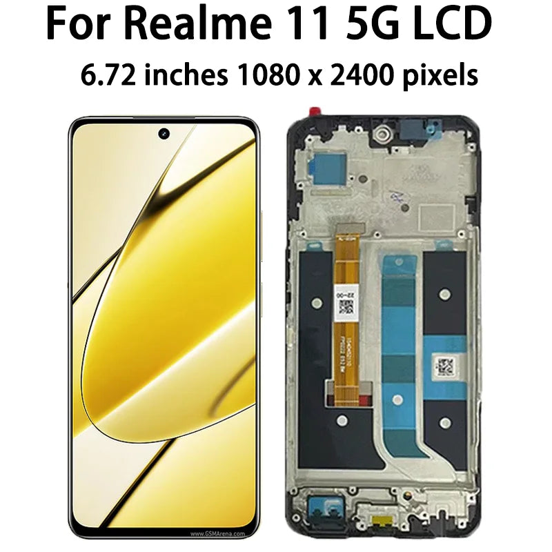 AMOLED For OPPO Realme 11 5G RMX3780 LCD Display Touch Screen Digitizer For Realme11 4G RMX3636 Display Frame  Oppo phone repair parts