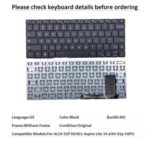 New US Language  Keyboard For Acer AL14-31P N23G1 Aspire Lite 14 al14-31p-C6PU Notebook PC Replacement Keyboard Acer laptop repair parts