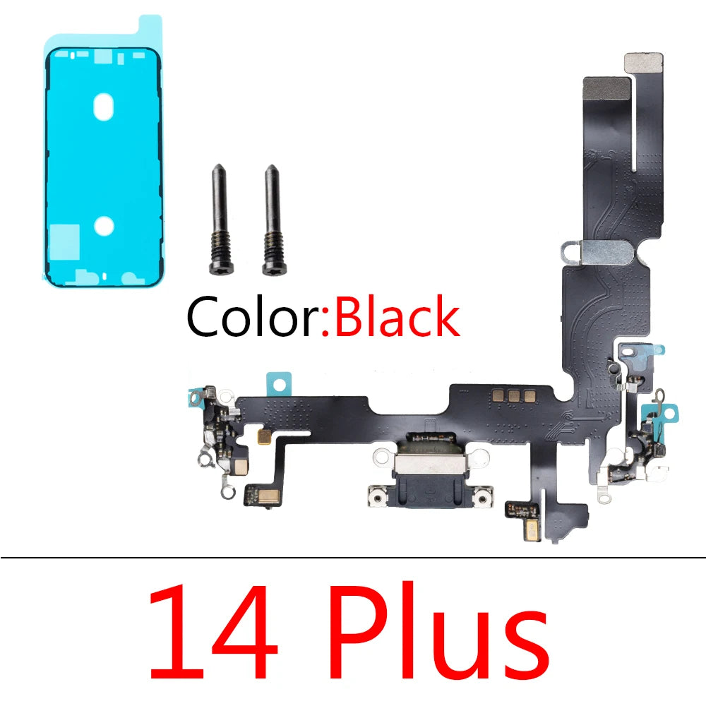 1set Charging Port Flex Cable for iPhone 14 Pro Max Plus USB Charger Dock Connector With Waterproof Microphone Ribbon Repair iPhone phone repair parts