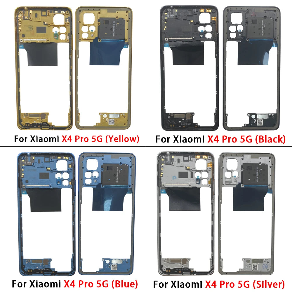 10Pcs, Middle Frame Housing For Xiaomi Poco X3 X4 GT X4 X5 M5s M4 Pro 4G 5G Middle Frame Holder Cover Frame Volume Key Parts  Xiaomi  Xiao mi phone repair parts