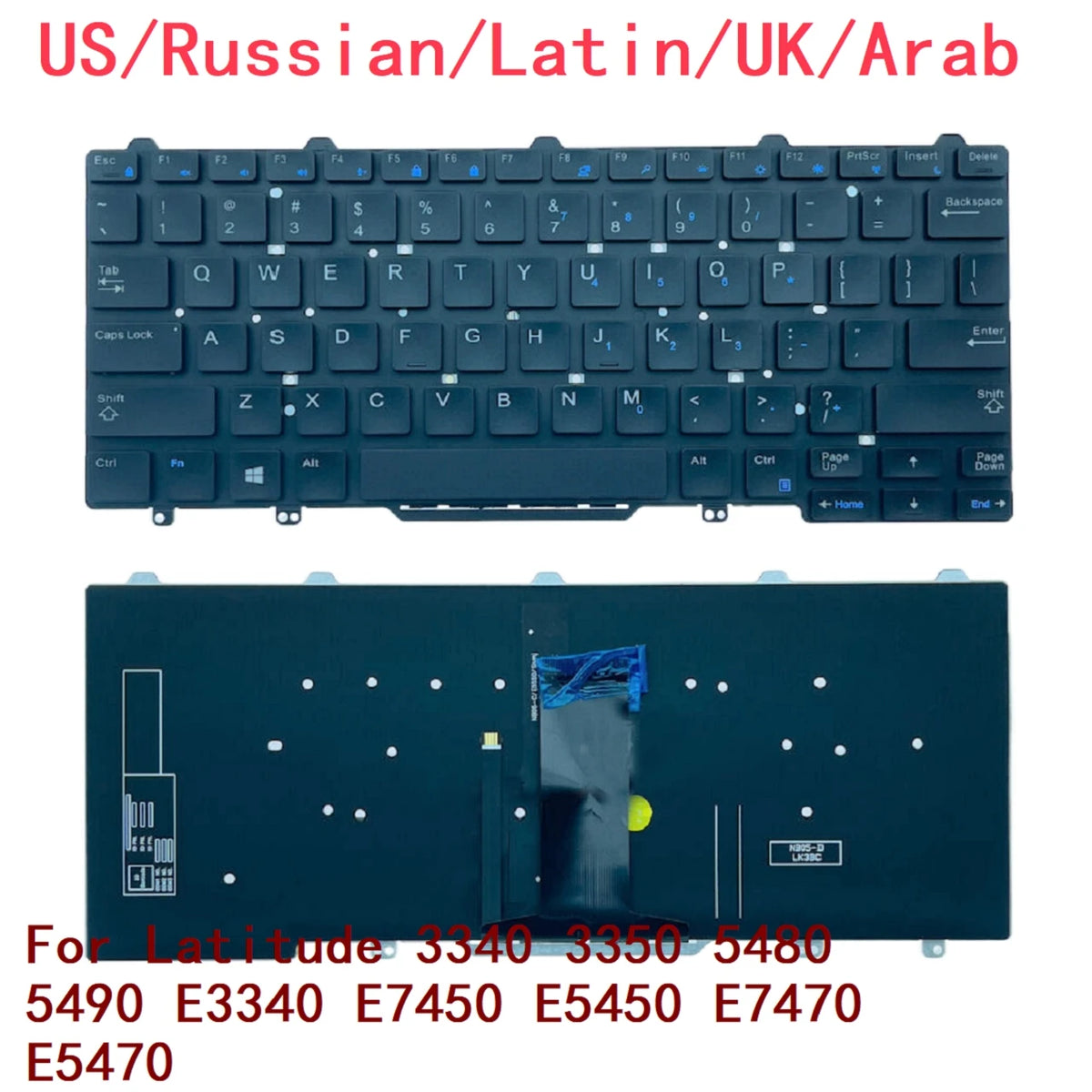 New US Russian Latin UK Arab Laptop Backlit Keyboard For Dell Latitude 3340 3350 5480 5490 E3340 E7450 E5450 E7470 E5470Dell laptop repair parts
