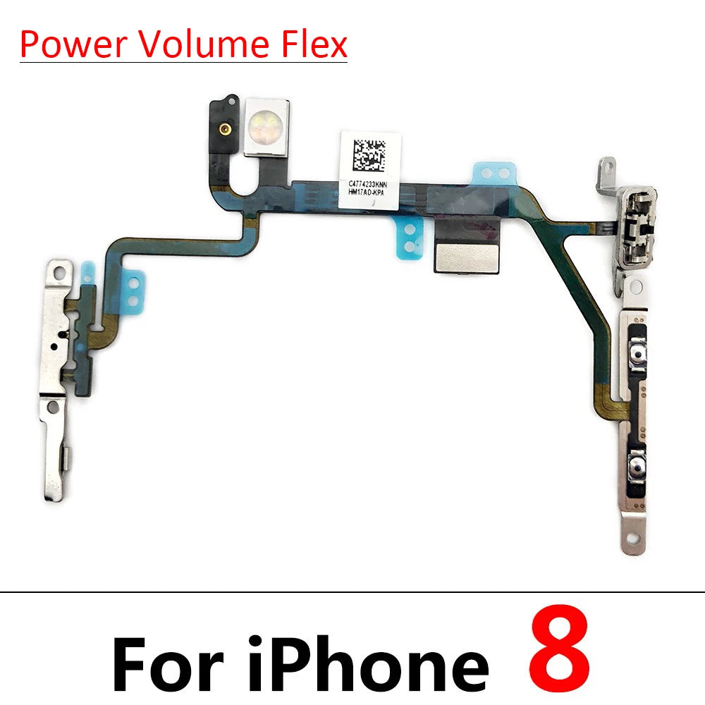 New Power On Off Flex For iPhone 7 7G 8 8G Plus X XR XS Max Volume Up Down Side Button Key Ribbon Flex Cable With Metal iPhone phone repair parts