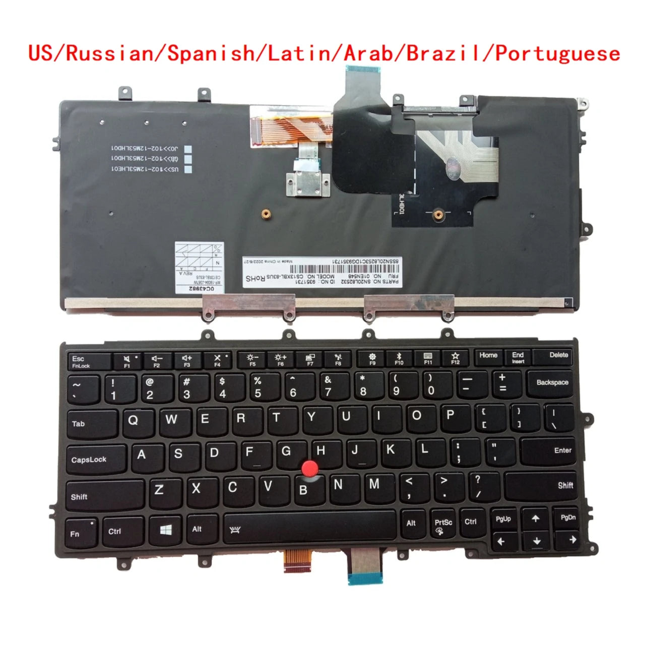 New US Russian Spanish Latin Arab Brazil Portuguese Laptop Backlit Keyboard For Lenovo Thinkpad X270 Notebook PC Replacement Lenovo laptop repair parts