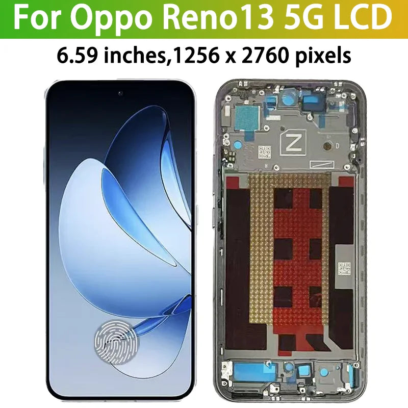 6.59"AMOLED For Oppo Reno13 Reno 13 5G LCD Display Screen Touch Digitizer Assembly CPH2689 PKM110 Display With Frame Oppo phone repair parts Realme phone repair parts