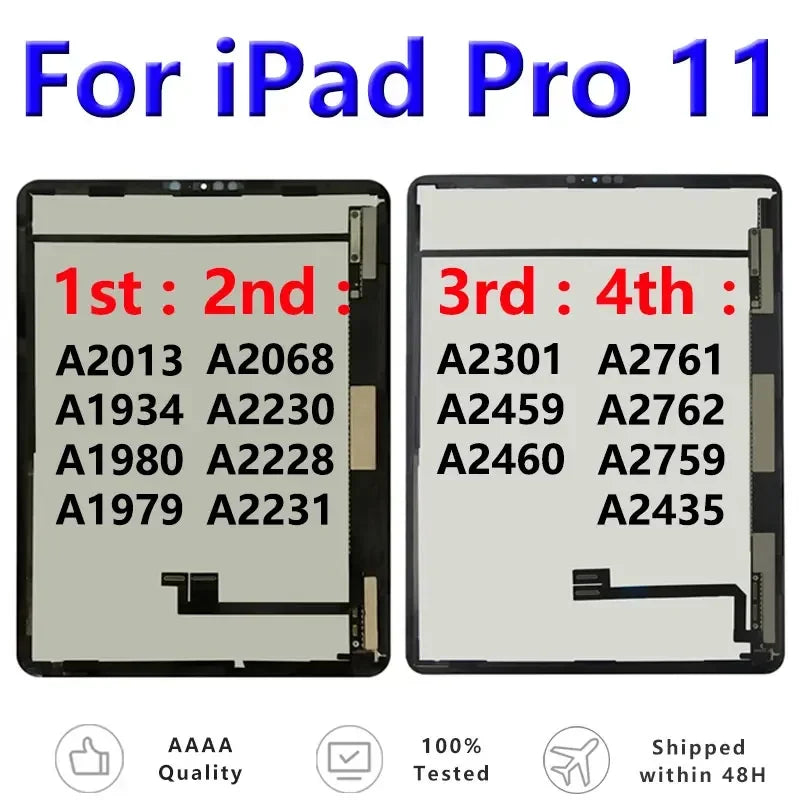 OEM LCD For Apple iPad Pro 11 1st 2nd 3rd 4th 2018 2020 2021 A2013 A2068 A2460 A2435 Touch Screen Display Assembly Replacement  iPad repair parts