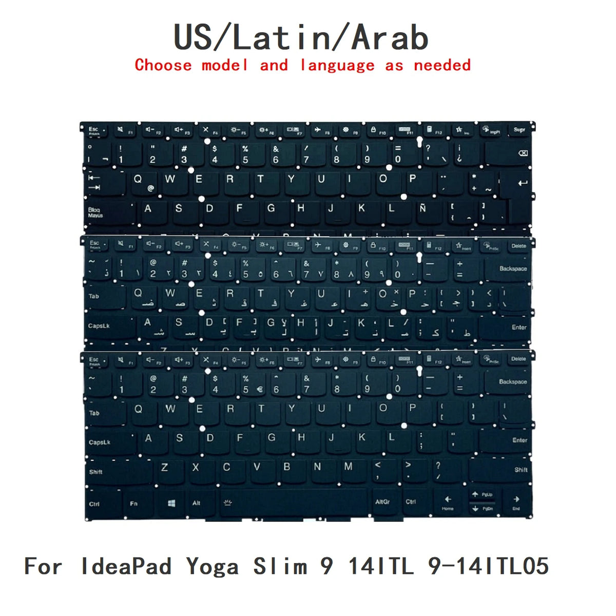 New US Latin Arab Language  Backlit Keyboard For Lenovo IdeaPad Yoga Slim 9 14ITL 9-14ITL05 PR4UXB Lenovo laptop repair parts