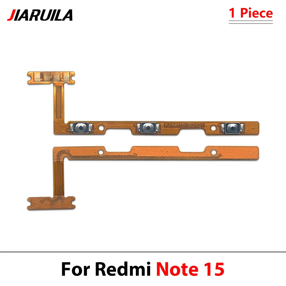 10Pcs, Volume Button Power Switch On Off Button Flex Cable For Xiaomi Redmi Note 13 14 15 Pro Plus 4G 5G Xiaomi  Xiao mi phone repair parts