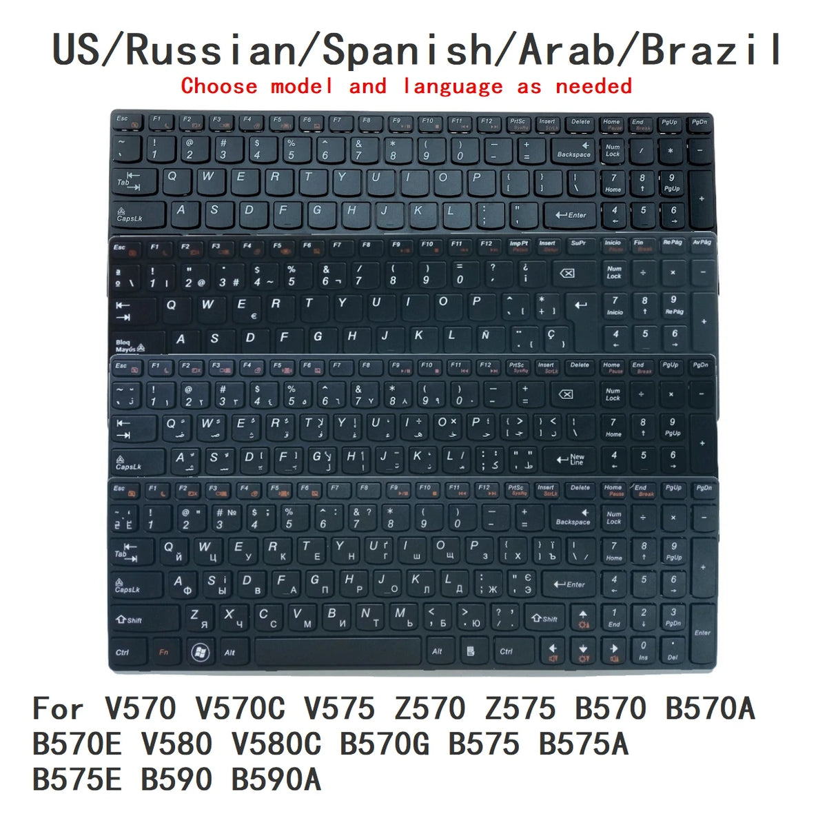 US RU SP AR BR Keyboard For Lenovo V570 V570C V575 Z570 Z575 B570 B570A B570E V580 V580C B570G B575 B575A B575E B590 B590A Lenovo laptop repair parts
