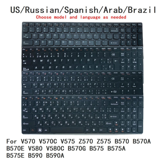 US RU SP AR BR Keyboard For Lenovo V570 V570C V575 Z570 Z575 B570 B570A B570E V580 V580C B570G B575 B575A B575E B590 B590A Lenovo laptop repair parts