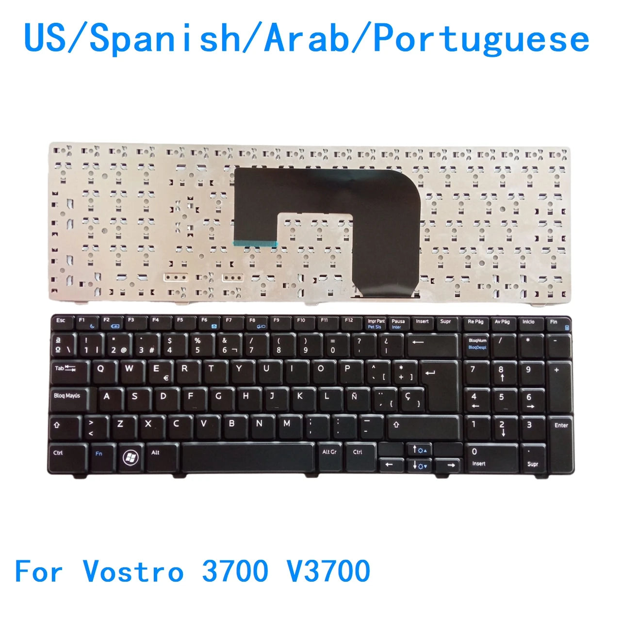 New US Spanish Arab Portuguese Language  Backlit Keyboard For Dell Vostro 3700 V3700 Notebook PC Replacement KeyboardDell laptop repair parts