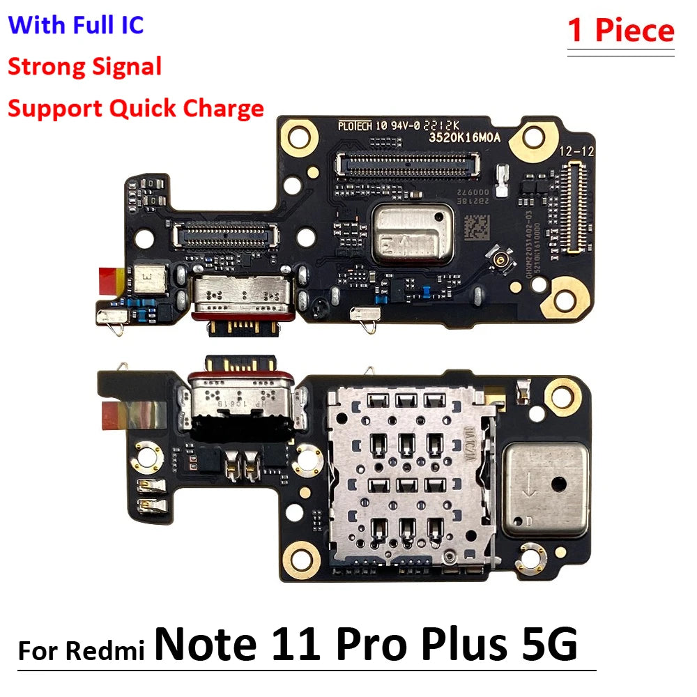 New For Xiaomi Poco X4 M4 Pro / Redmi Note 11 Pro Plus 4G 5G USB Charging Port Mic Microphone Dock Connector Board Flex Cable  Xiaomi  Xiao mi phone repair parts