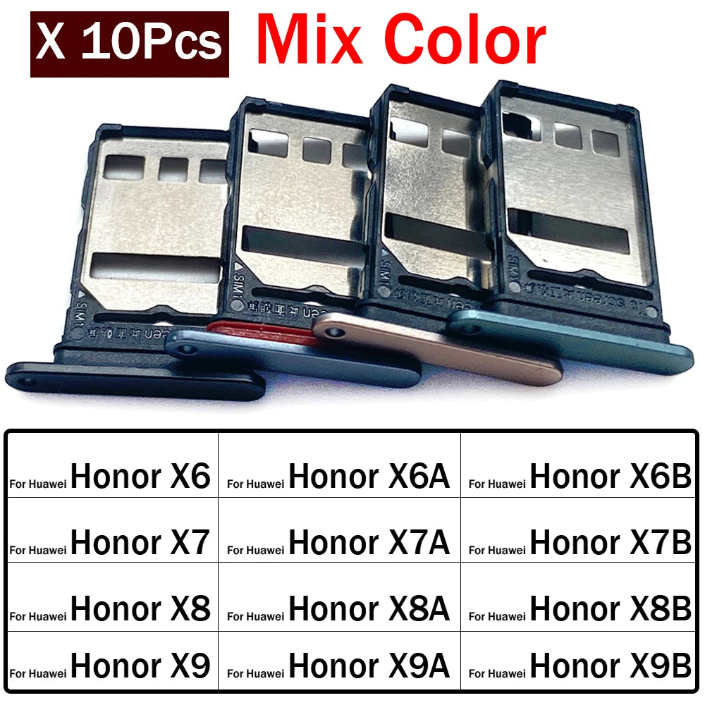 10Pcs,  New For Huawei Honor X6 X6A X6B X7 X7A X7B X7C X8 X8A X8B X9 X9A X9B 4G 5G SIM Card Slot SD Card Tray Holder Adapter Huawei phone repair parts