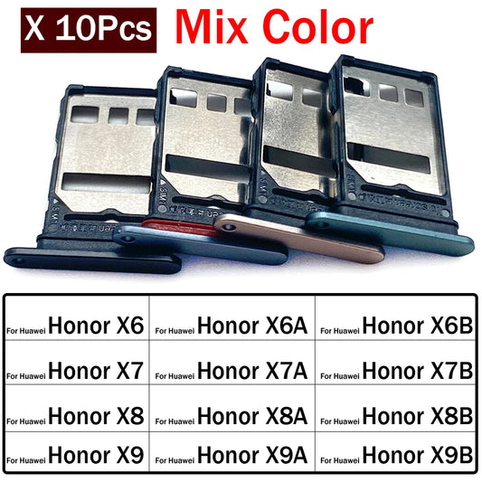10Pcs,  New For Huawei Honor X6 X6A X6B X7 X7A X7B X7C X8 X8A X8B X9 X9A X9B 4G 5G SIM Card Slot SD Card Tray Holder Adapter Huawei phone repair parts