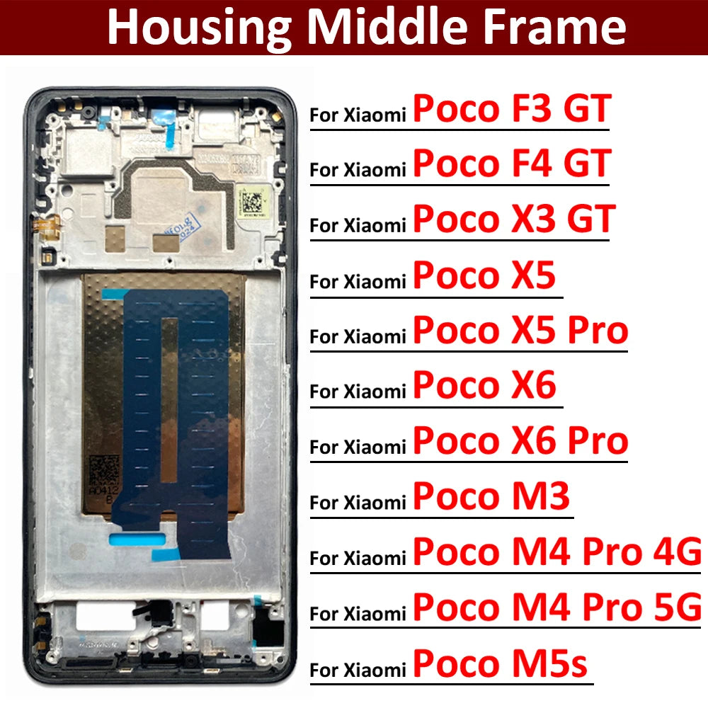 New Front Housing LCD Frame Screen Bezel Holder For Xiaomi Poco F3 F4 X3 GT M3 M4 M5s X5 X6 Pro 4G 5G Xiaomi  Xiao mi phone repair parts