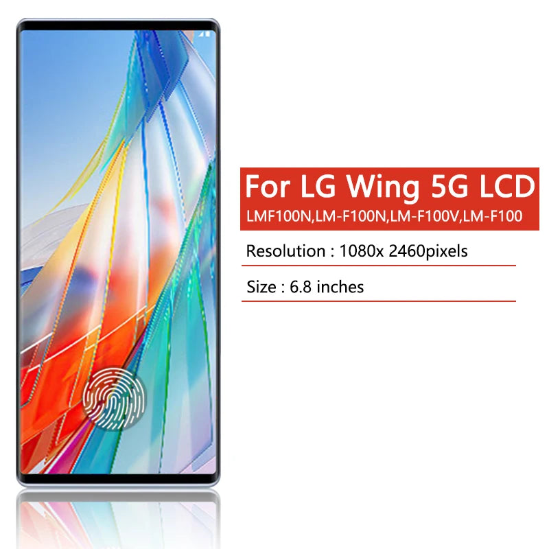 6.8"New For LG Wing 5G LCD LMF100N LM-F100N LM-F100V LM-F100 Display Big LCD Touch Screen Digitizer Wing Small LCD LG phone repair parts
