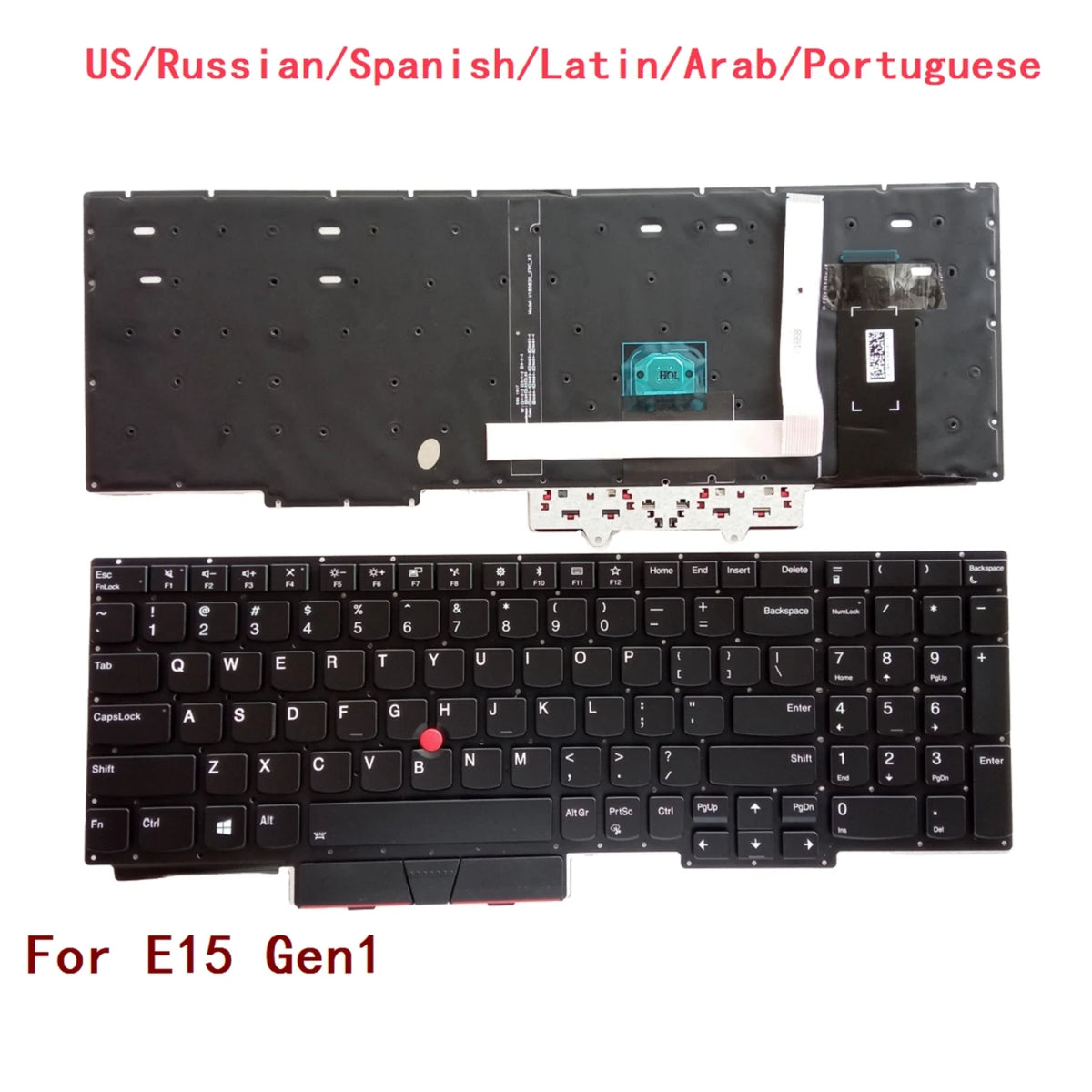 New US Russian Spanish Latin Arab Portuguese Laptop Backlit Keyboard For Lenovo Thinkpad E15 Gen1 Notebook PC Replacement Lenovo laptop repair parts