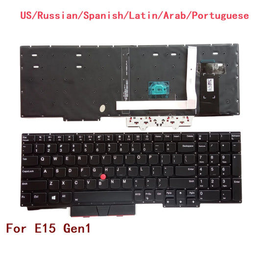 New US Russian Spanish Latin Arab Portuguese Laptop Backlit Keyboard For Lenovo Thinkpad E15 Gen1 Notebook PC Replacement Lenovo laptop repair parts