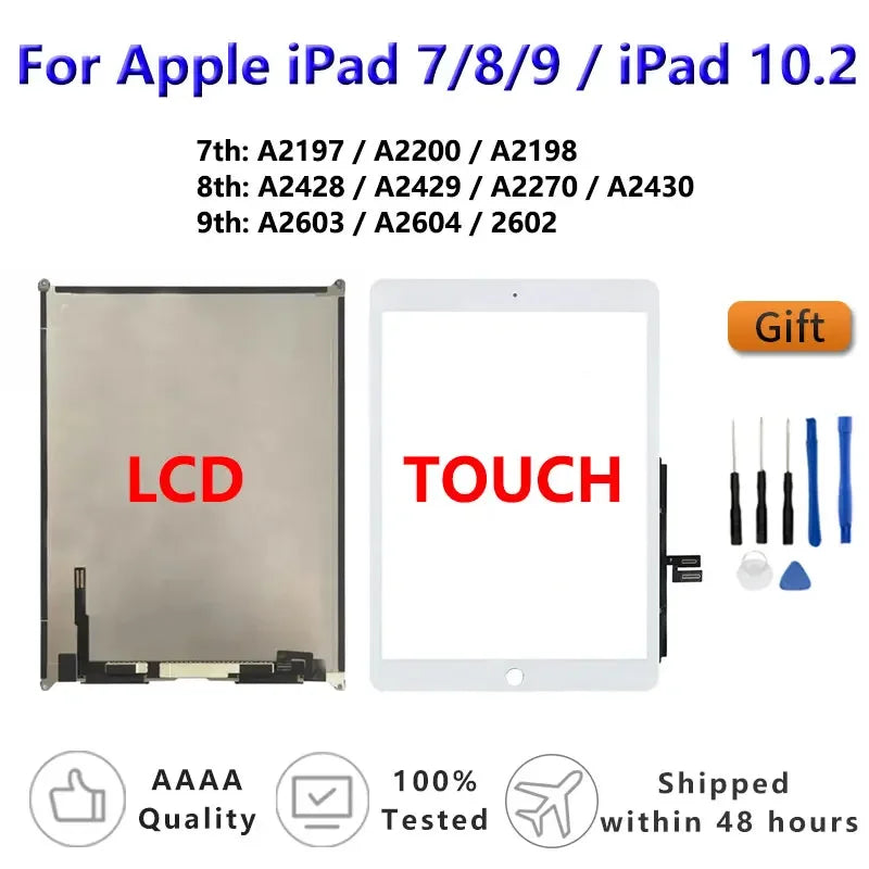 LCD Touch Screen For Apple iPad 7 8 9 iPad 10.2 2019 2020 2021 A2197 A2270  Assembly Digitizer Front Glass Display Panel Replace  iPad repair parts