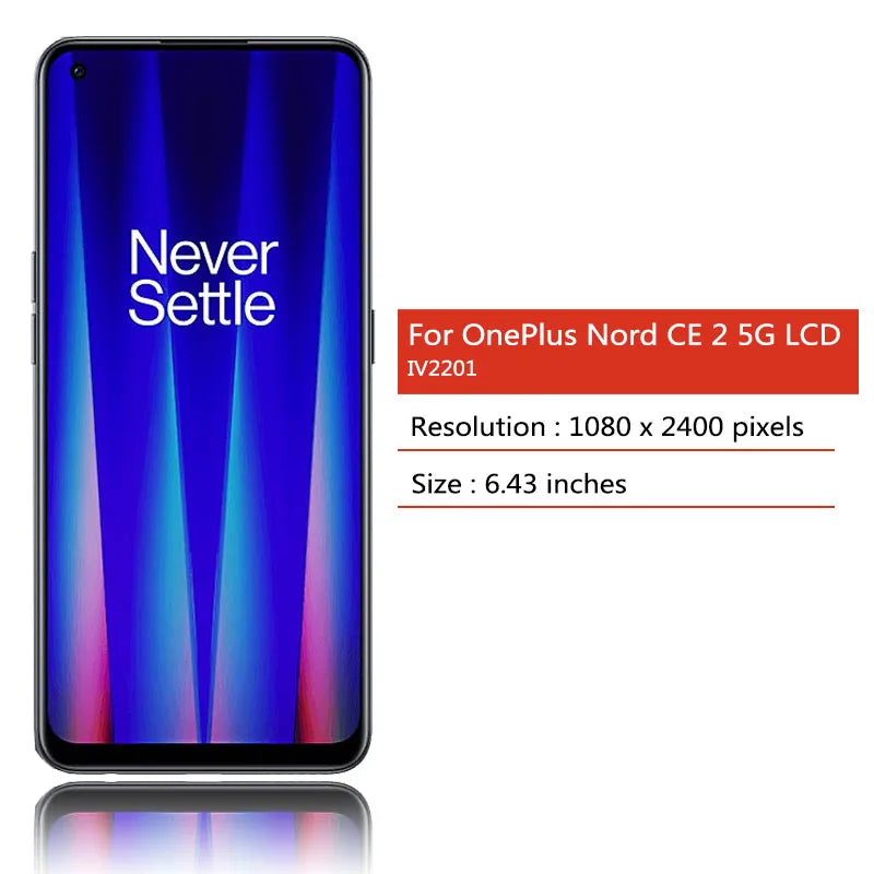 6.43"New AMOLED For OnePlus Nord CE 2 5G LCD Screen Display+Touch Panel Digitizer For OnePlus Nord CE2 5G IV2201 Display  OnePlus phone repair parts